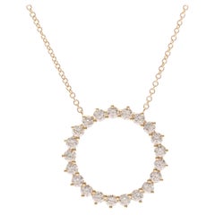 TIFFANY & Co. 18K Rose Gold .93ct Diamond Open Circle Pendant Necklace