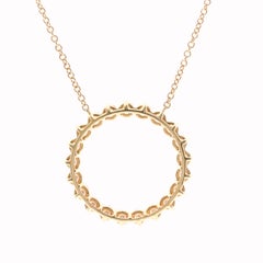TIFFANY & Co. 18K Rose Gold .93ct Diamond Open Circle Pendant Necklace