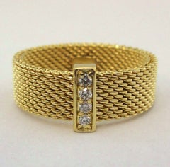 TIFFANY & Co. Somerset 18K Gold Diamond Mesh Ring 7.5