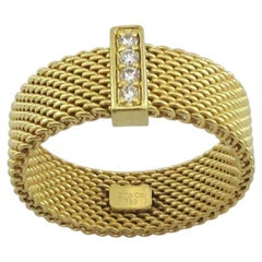 TIFFANY & Co. Somerset 18K Gold Diamond Mesh Ring 7.5