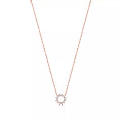 TIFFANY & Co. 18K Rose Gold .23ct Diamond Open Circle Pendant Necklace Mini
