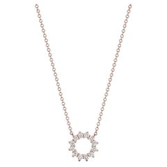 TIFFANY & Co. 18K Rose Gold .23ct Diamond Open Circle Pendant Necklace Mini