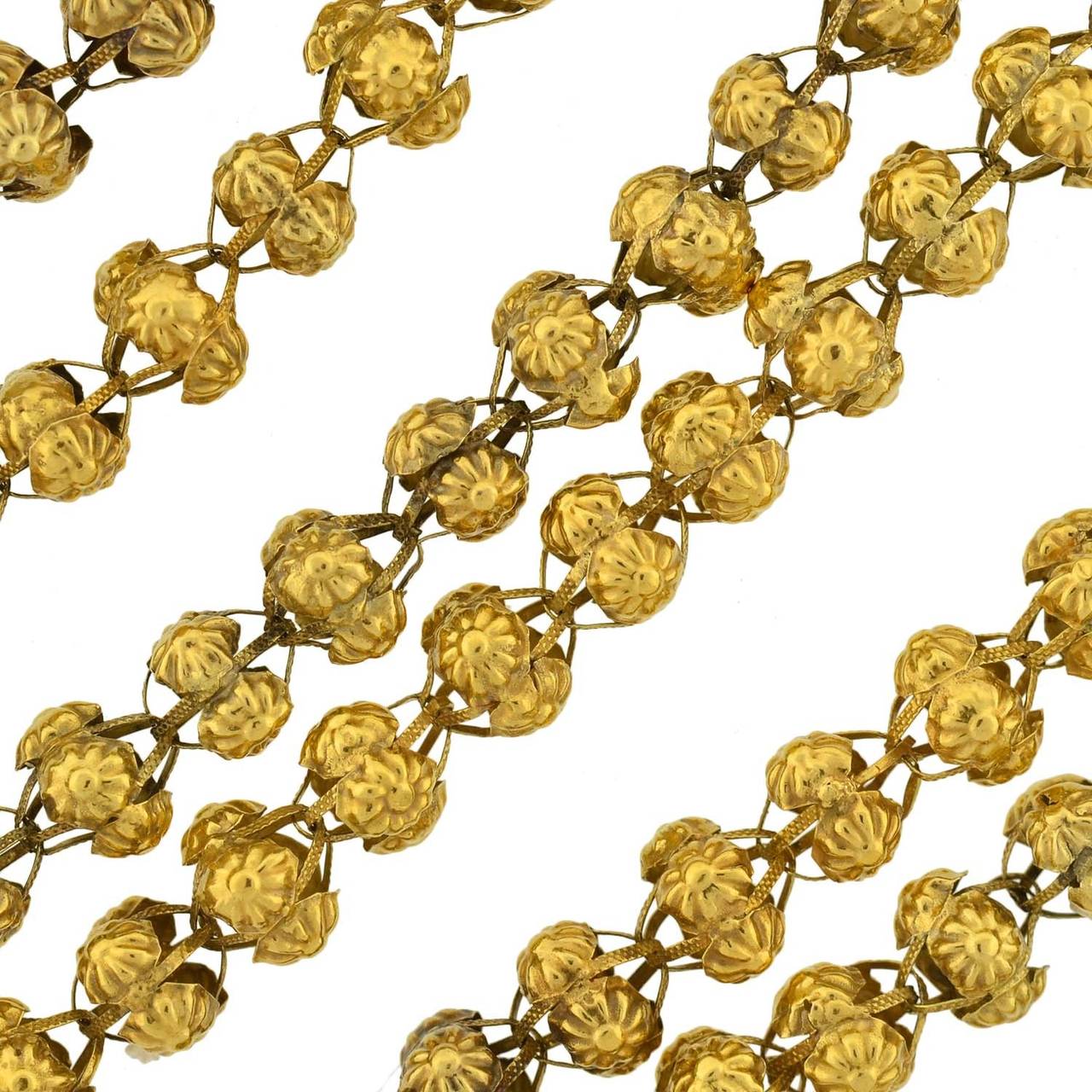 Georgian 50 Inch Open Bead Gold Chain In Excellent Condition In Narberth, PA