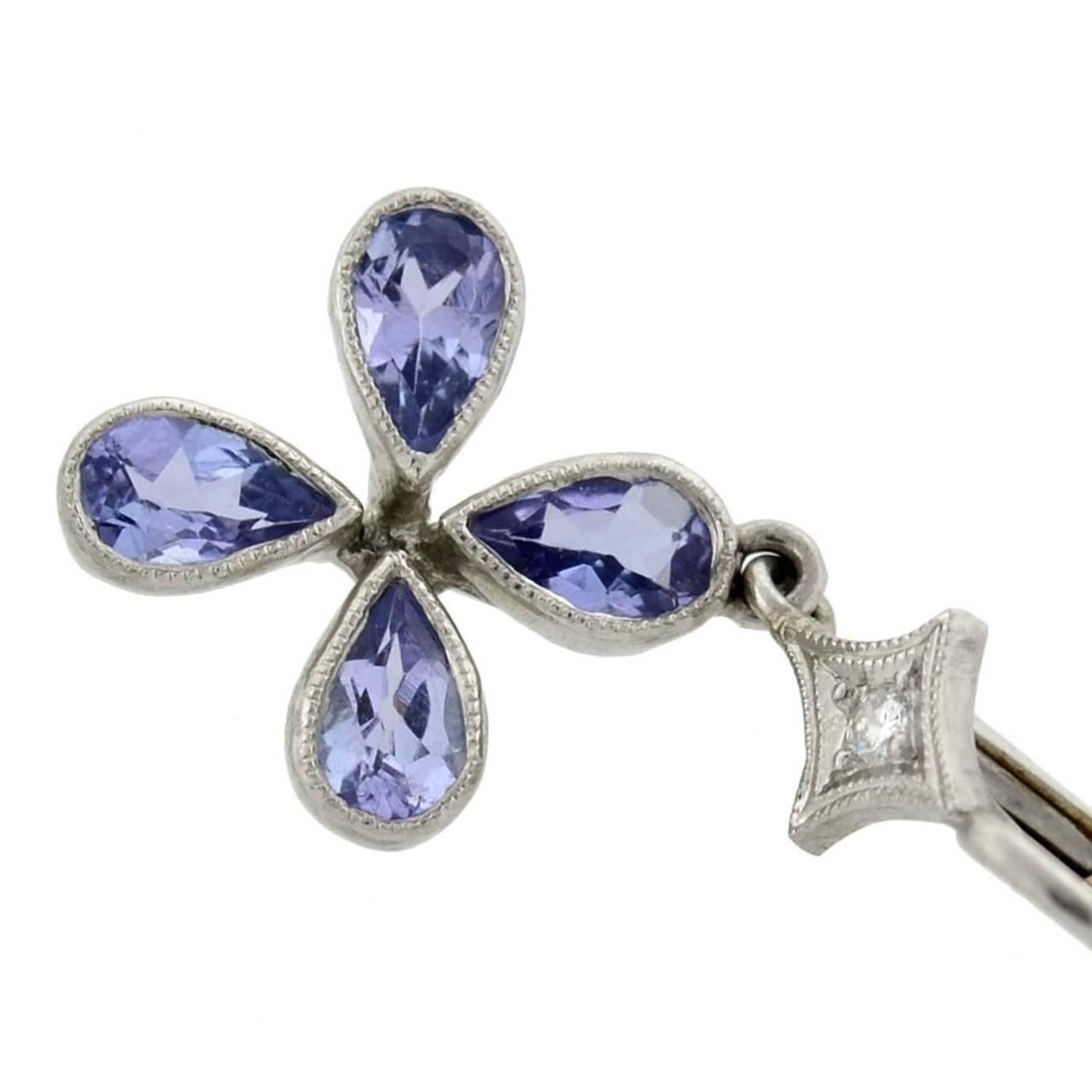 Cathy Waterman Tanzanite Diamond Flower Earrings In Excellent Condition In Narberth, PA