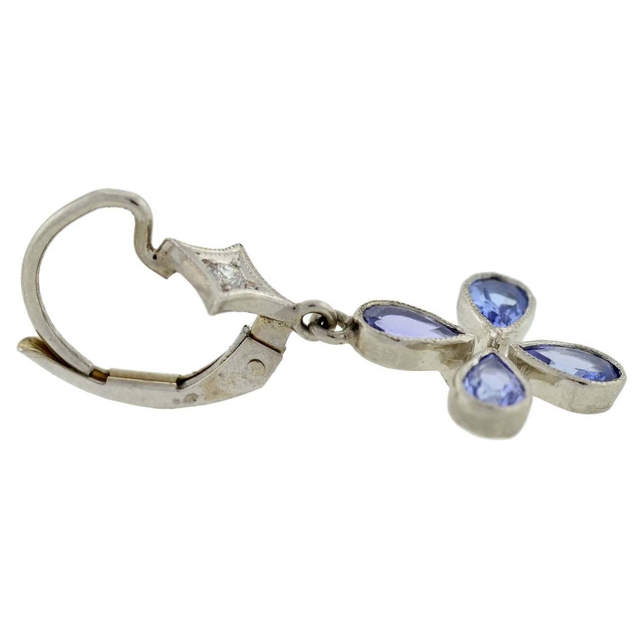 Contemporary Cathy Waterman Tanzanite Diamond Flower Earrings