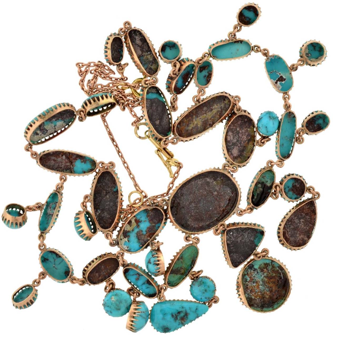 Women's Victorian Natural Turquoise Festoon Necklace