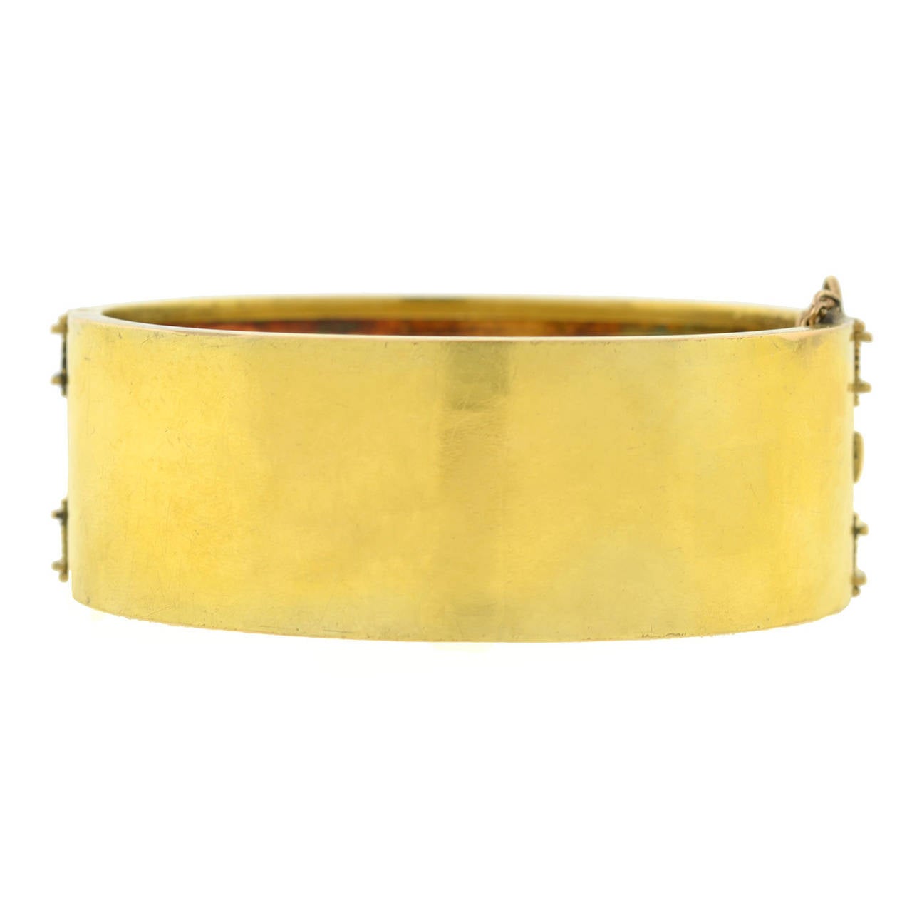 Victorian Diamond Gold Etruscan Bangle Bracelet In Excellent Condition In Narberth, PA