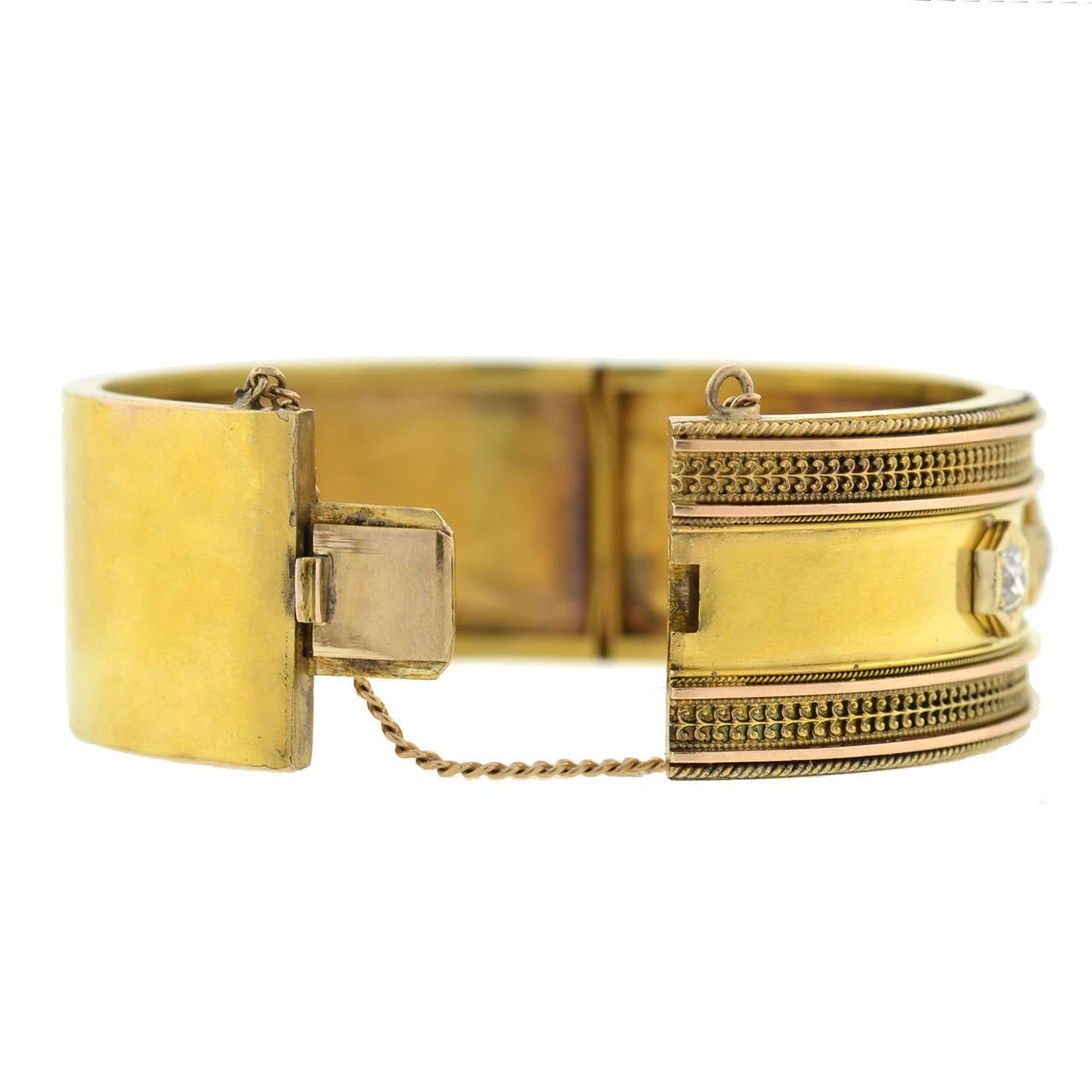 Women's Victorian Diamond Gold Etruscan Bangle Bracelet