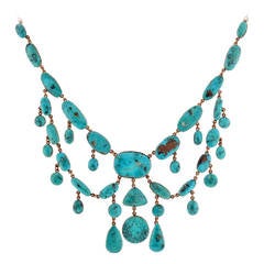 Victorian Natural Turquoise Festoon Necklace