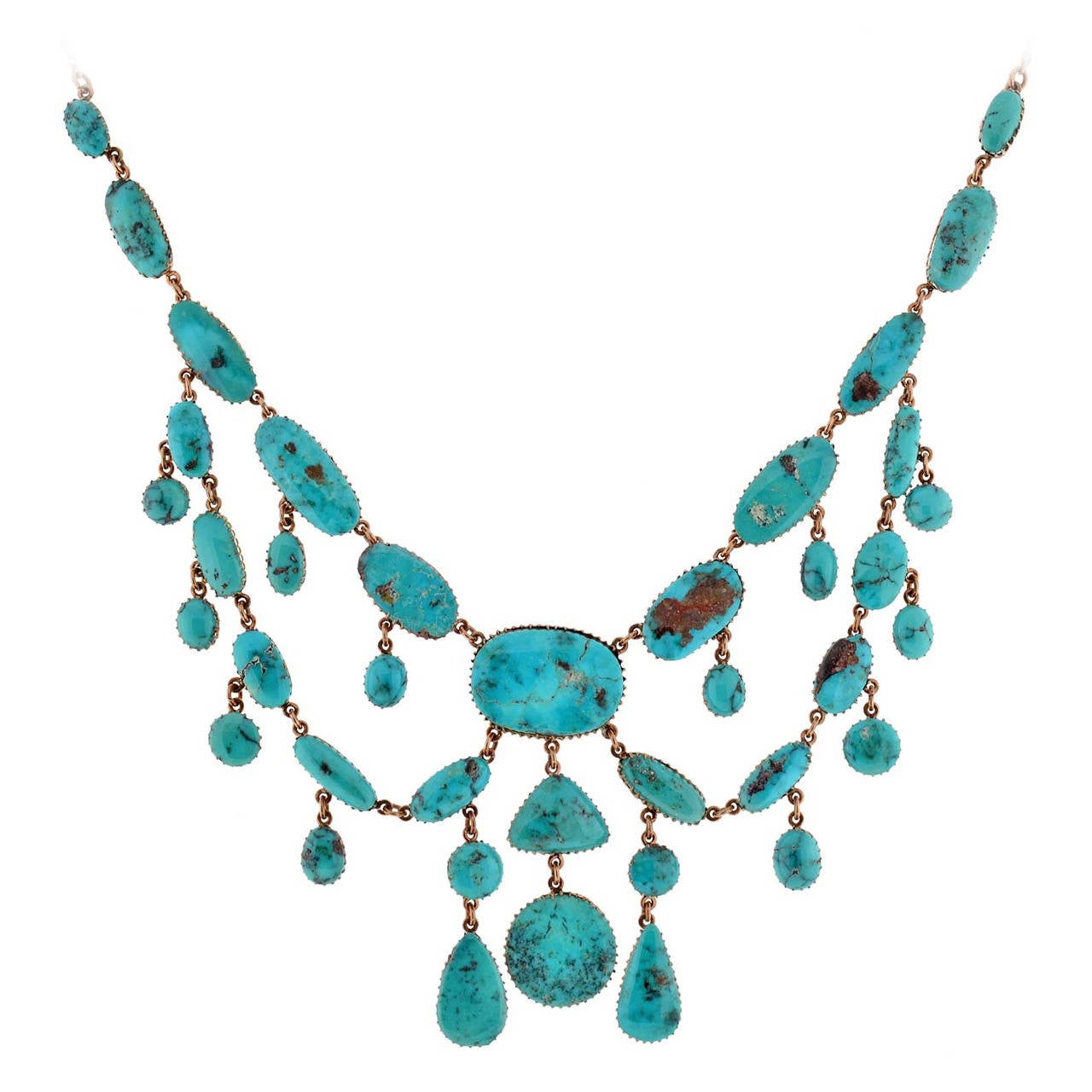 Victorian Natural Turquoise Festoon Necklace