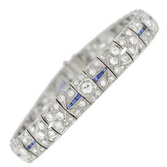 Art Deco 5 Carats Diamond Sapphire Line Bracelet 10
