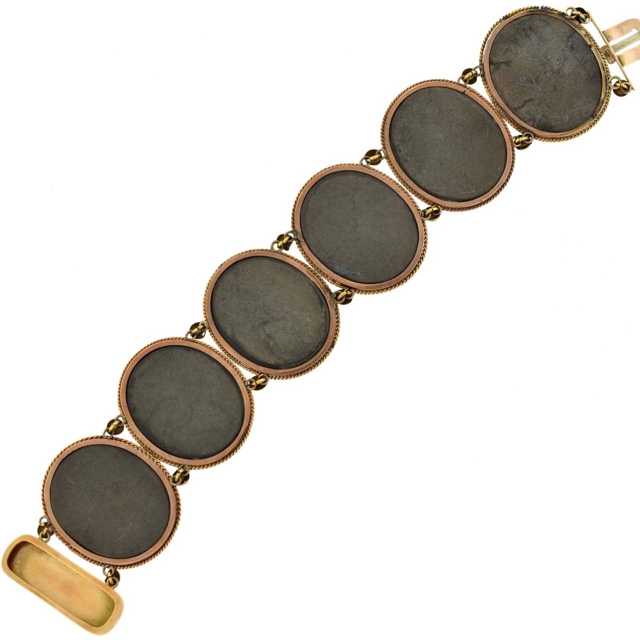 Women's Victorian Important Pietra Dura Gold Link Bracelet For Sale