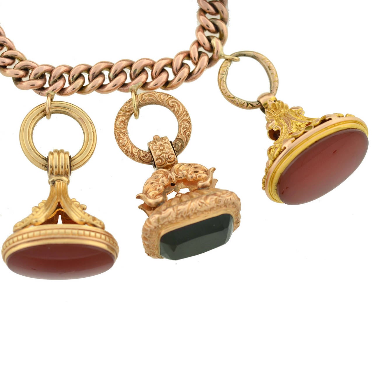 Victorian Multi Stone Gold Ten Fob Bracelet 4