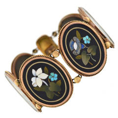 Victorian Important Pietra Dura Gold Link Bracelet 11