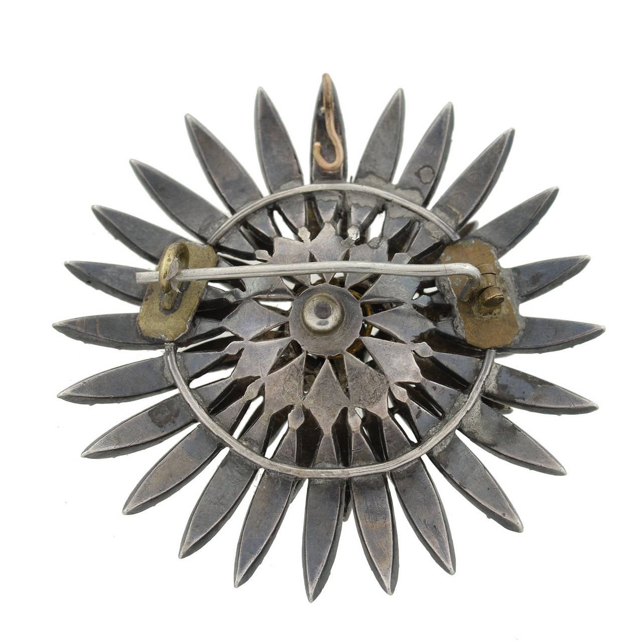 Women's Early Victorian Rose Cut Diamond Trembler Flower Pin Pendant