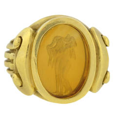 Vintage Barry Kieselstein-Cord Citrine Gold Intaglio Ring
