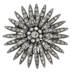 Early Victorian Rose Cut Diamond Trembler Flower Pin Pendant