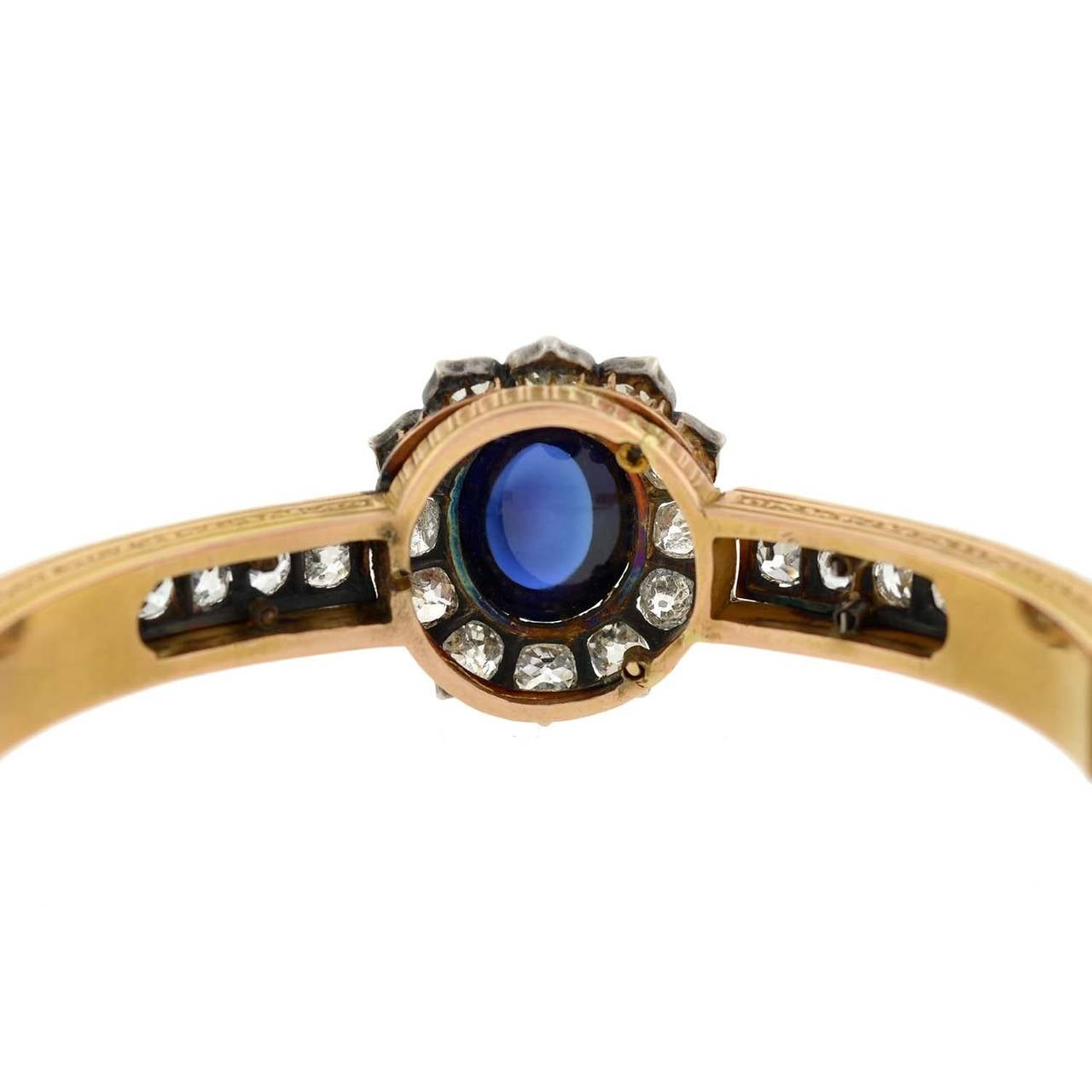 Victorian French Cabochon Sapphire Diamond Bracelet 1