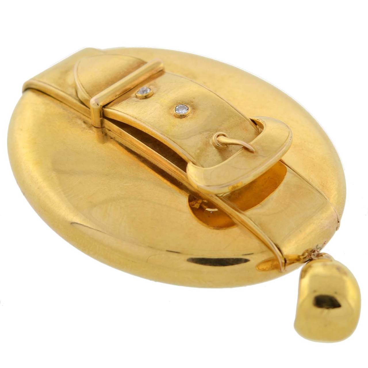 Women's Victorian Large Diamond Gold Buckle Locket