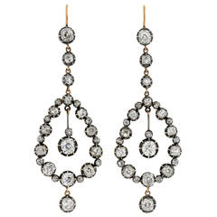 Victorian Dramatic Diamond Teardrop Earrings 7.26ctw 4