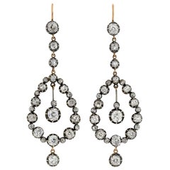 Boucles d'oreilles dramatiques en forme de goutte d'eau en diamants de style victorien 7,26 carats poids total