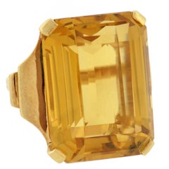 Retro Citrine Gold Cocktail RIng 30ct