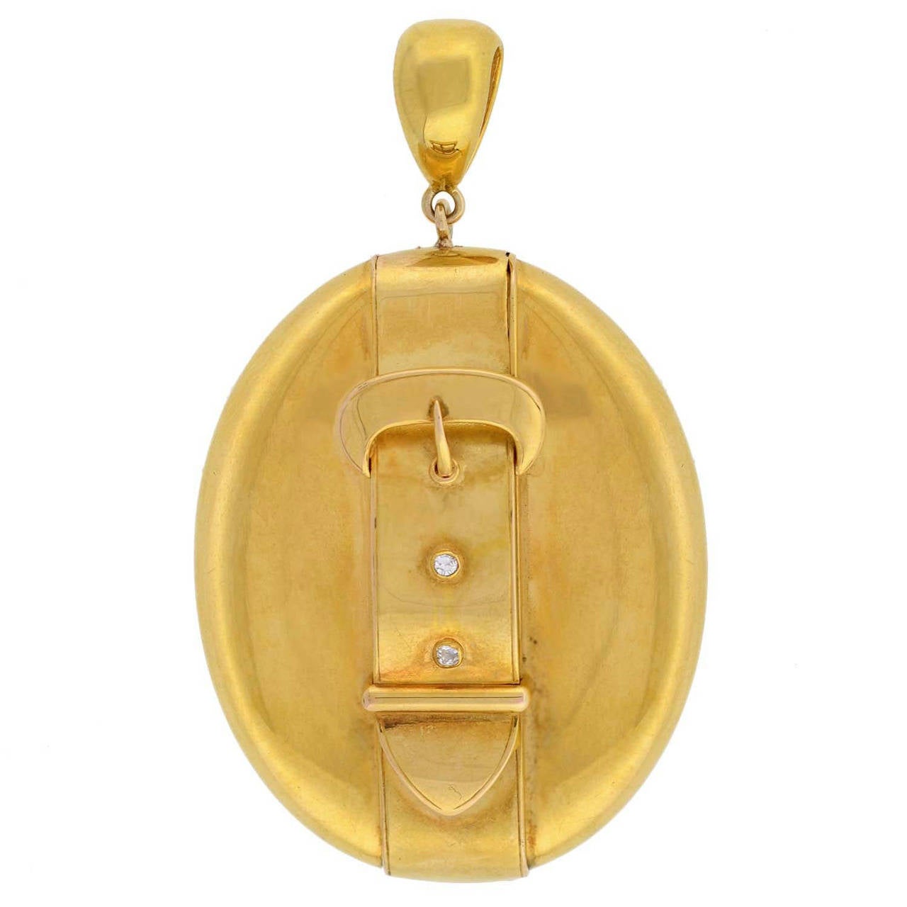 Victorian Large Diamond Gold Buckle Locket