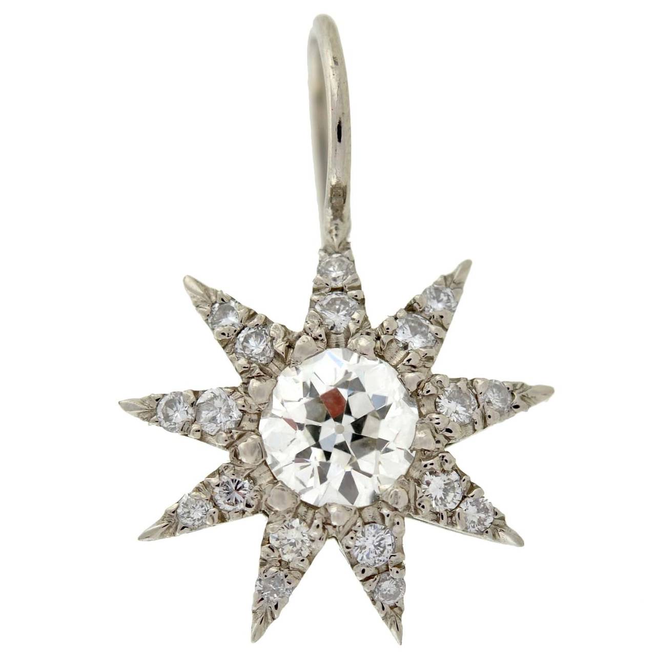 Contemporary Diamond Platinum Starburst Earrings at 1stDibs