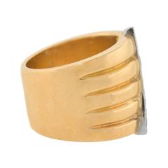 1970s Wide Stacked Diamond Gold Band Ring