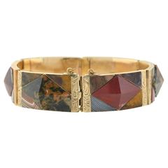 Victorian Scottish Agate Gold Link Bracelet