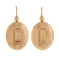 Victorian Diamond Gold Buckle Earrings 5
