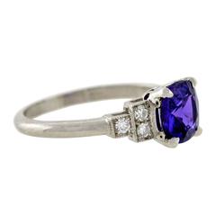 Natural Color Changing 1.65 Carat Sapphire Diamond Platinum Ring