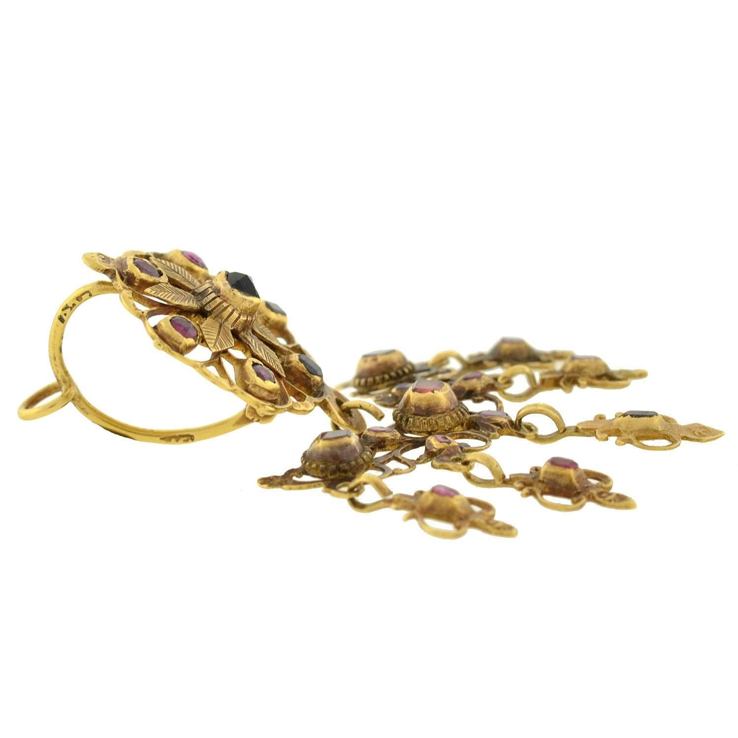 Women's Georgian Garnet Gold Earrings