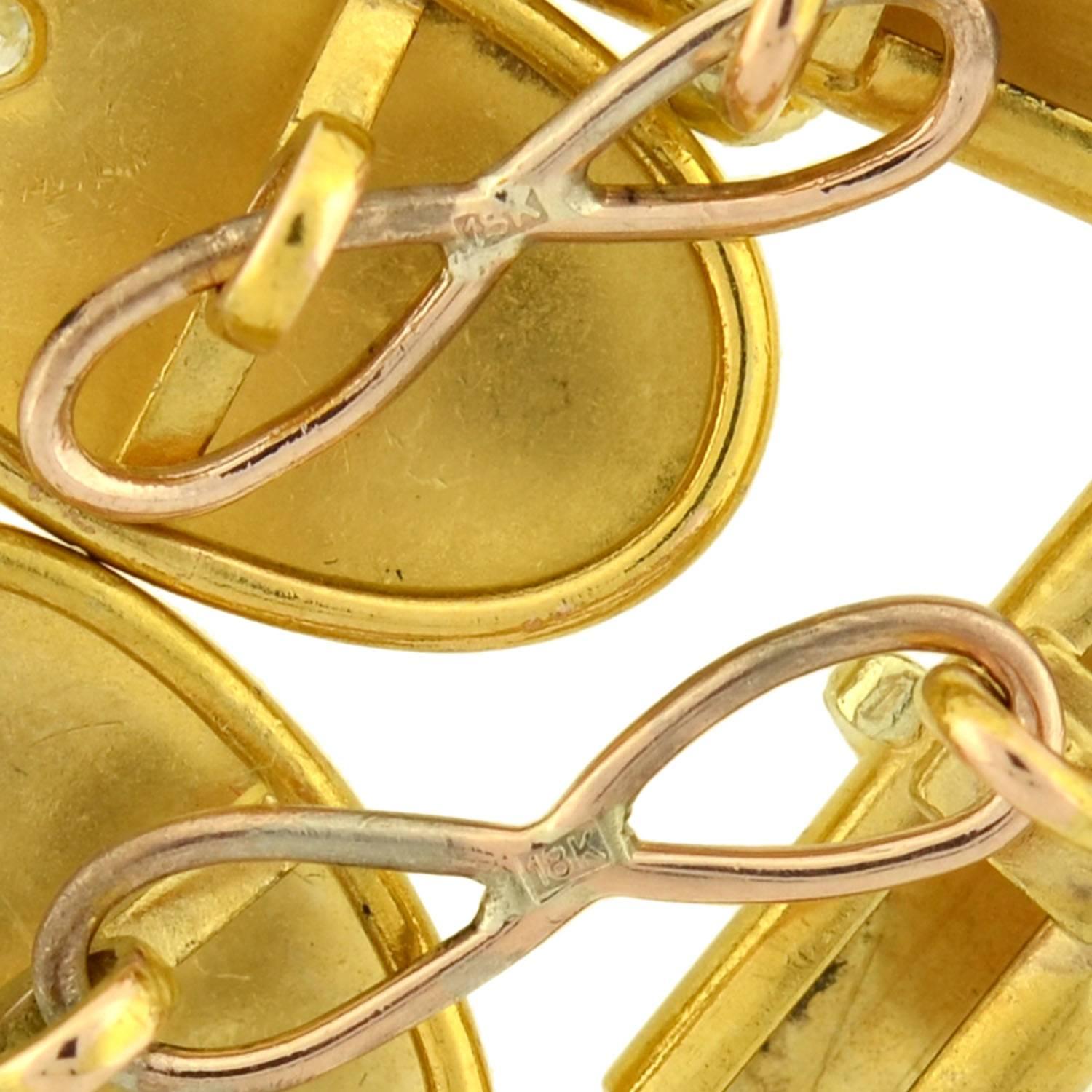 Victorian Sapphire Ruby Diamond Gold Snake Cufflinks 2