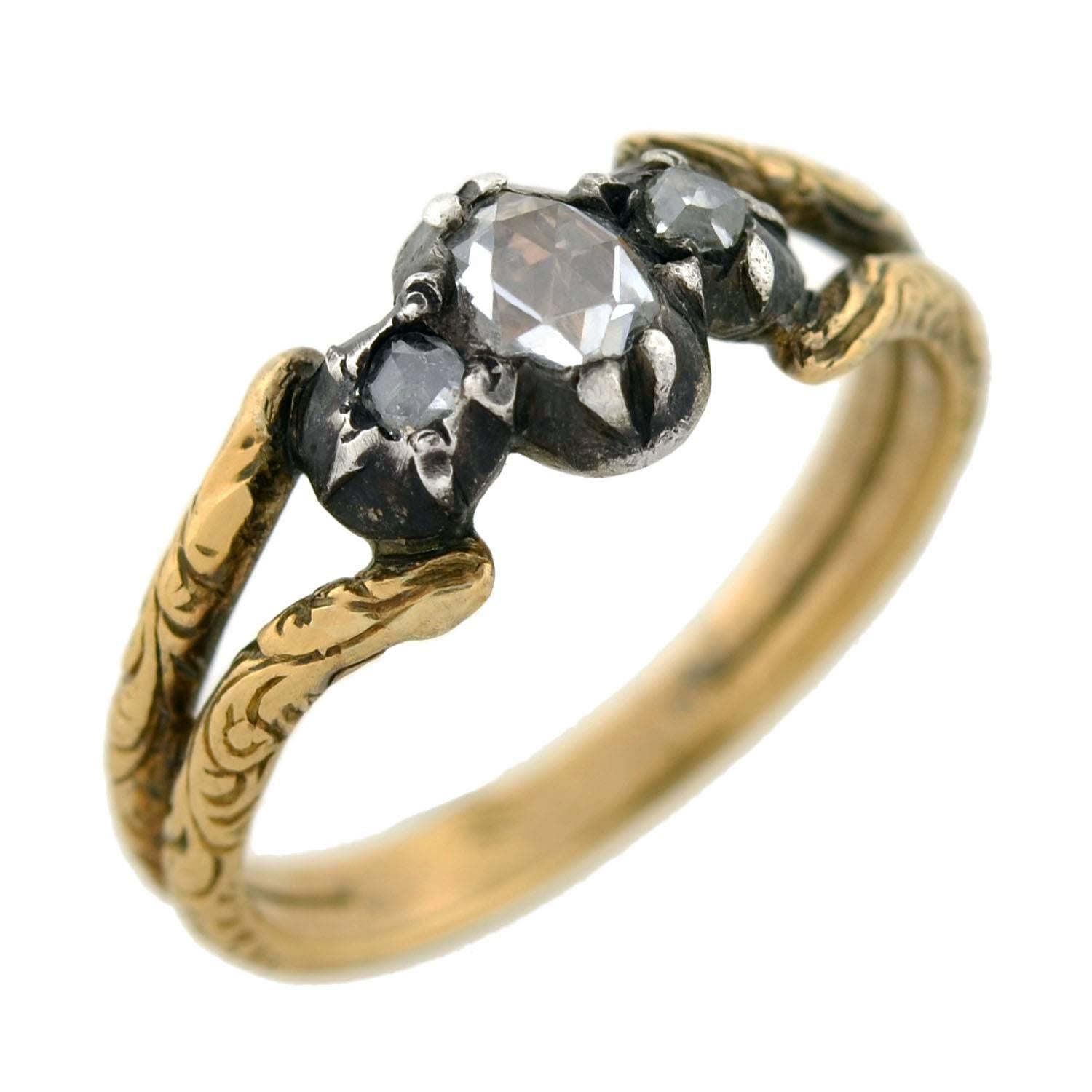 Women's Georgian French Mixed Metals Rose Cut Diamond Ring