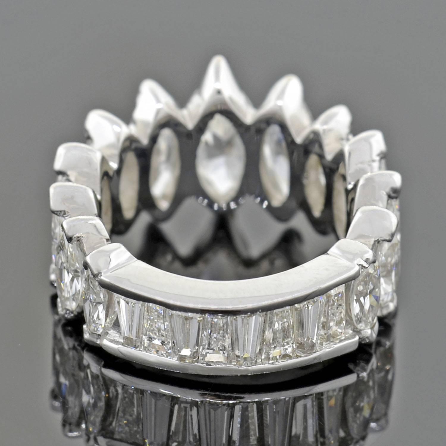 Wide Marquise Cut Diamonds Platinum Eternity Band Ring 3