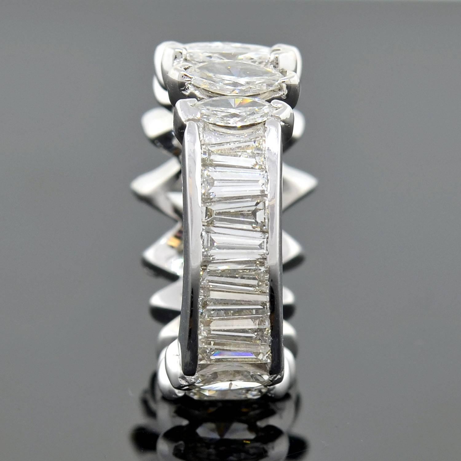 Wide Marquise Cut Diamonds Platinum Eternity Band Ring 1
