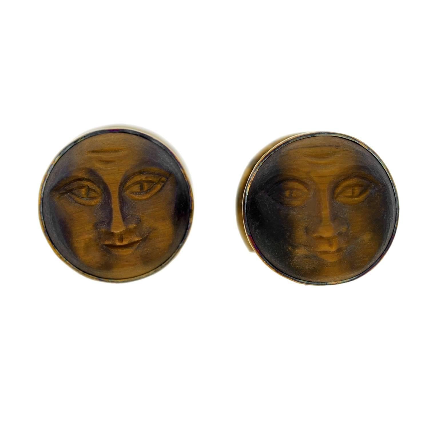 Victorian Hand Carved Tiger's Eye Gold 