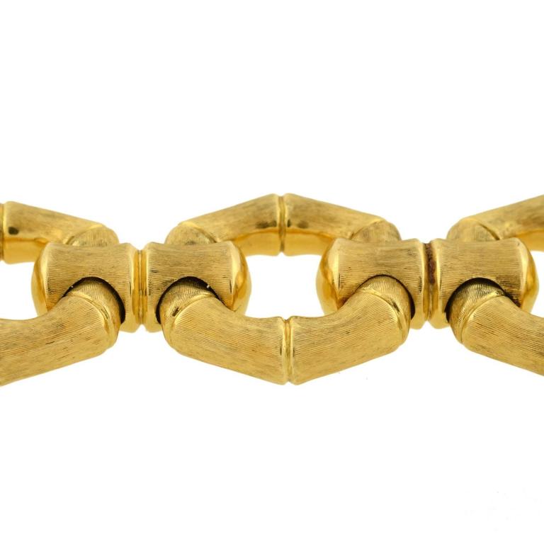 Contemporary Gold Bamboo Link Bracelet at 1stDibs
