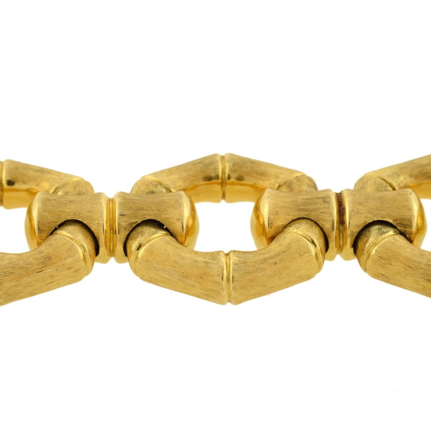 Contemporary Gold Bamboo Link Bracelet 2