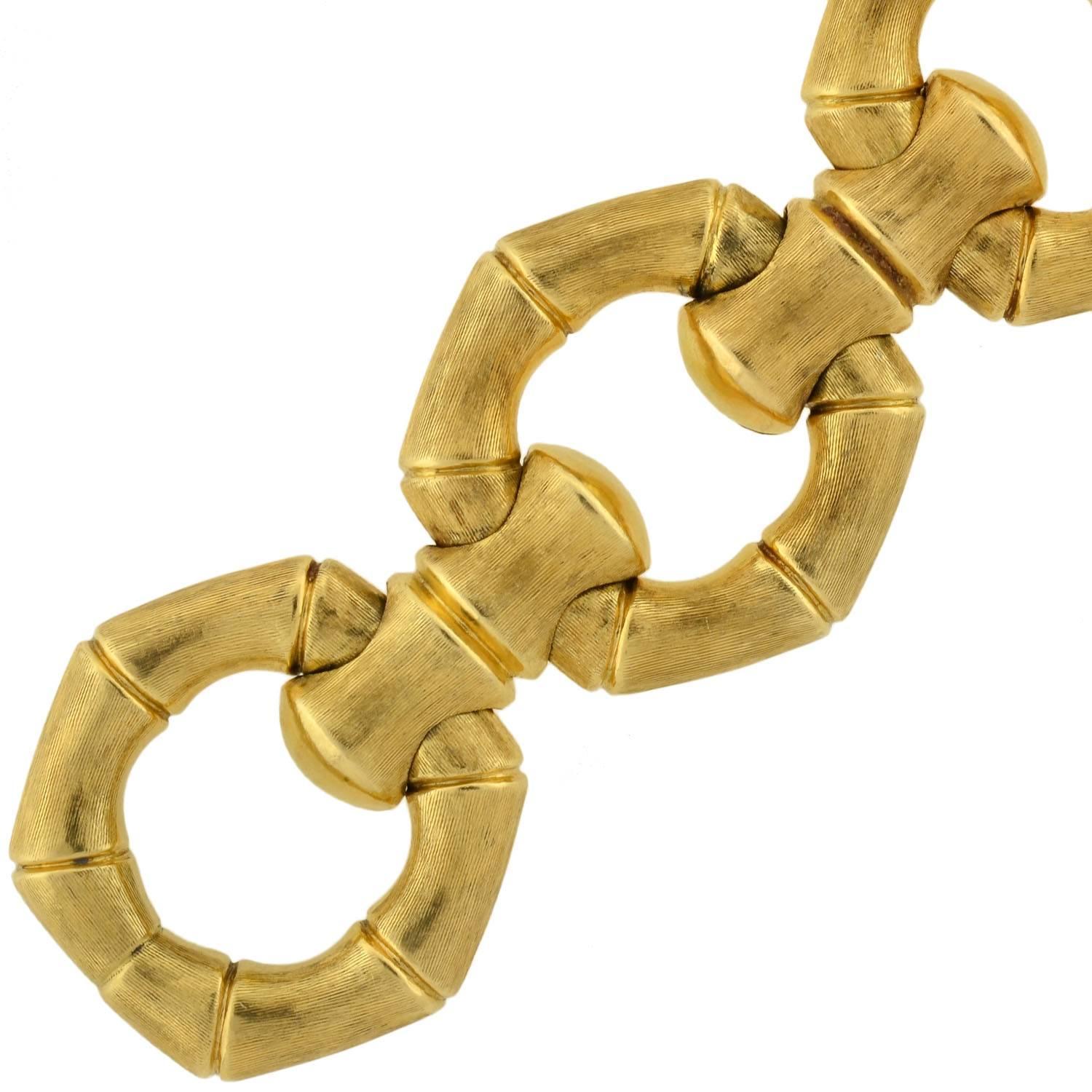 Contemporary Gold Bamboo Link Bracelet For Sale at 1stdibs