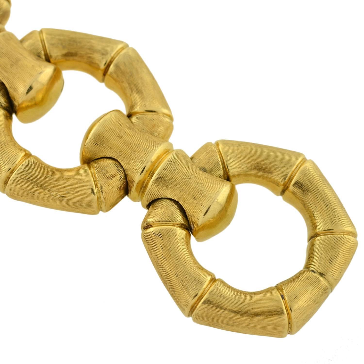 Contemporary Gold Bamboo Link Bracelet 3