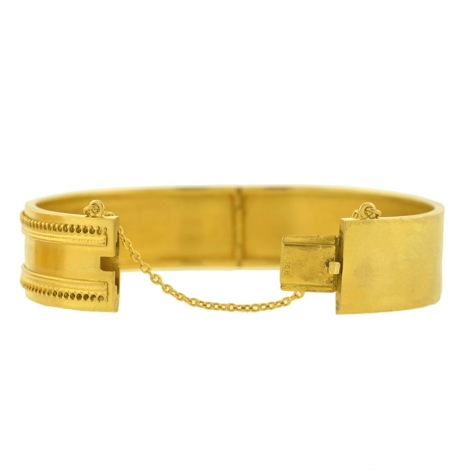 Victorian English Gold Etruscan Bangle 