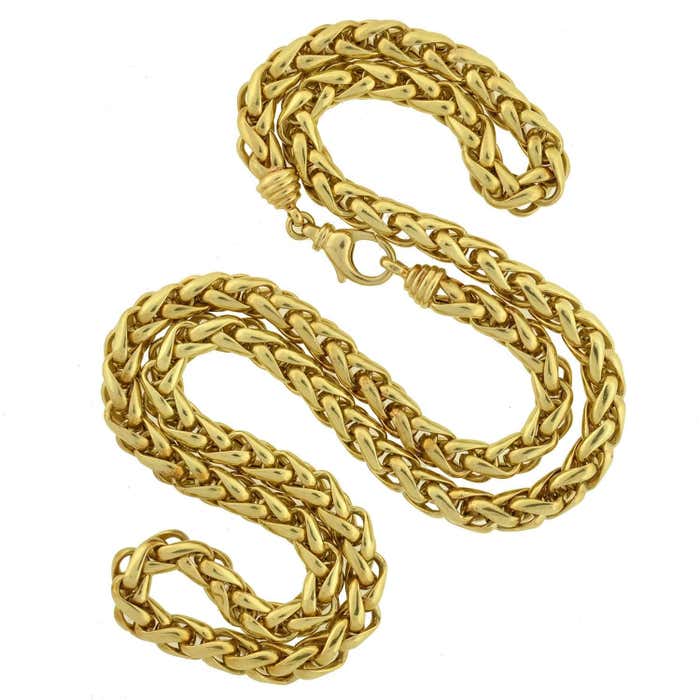 Contemporary Gold 36 Inch Braided Rope Chain Necklace at 1stDibs | 36 ...