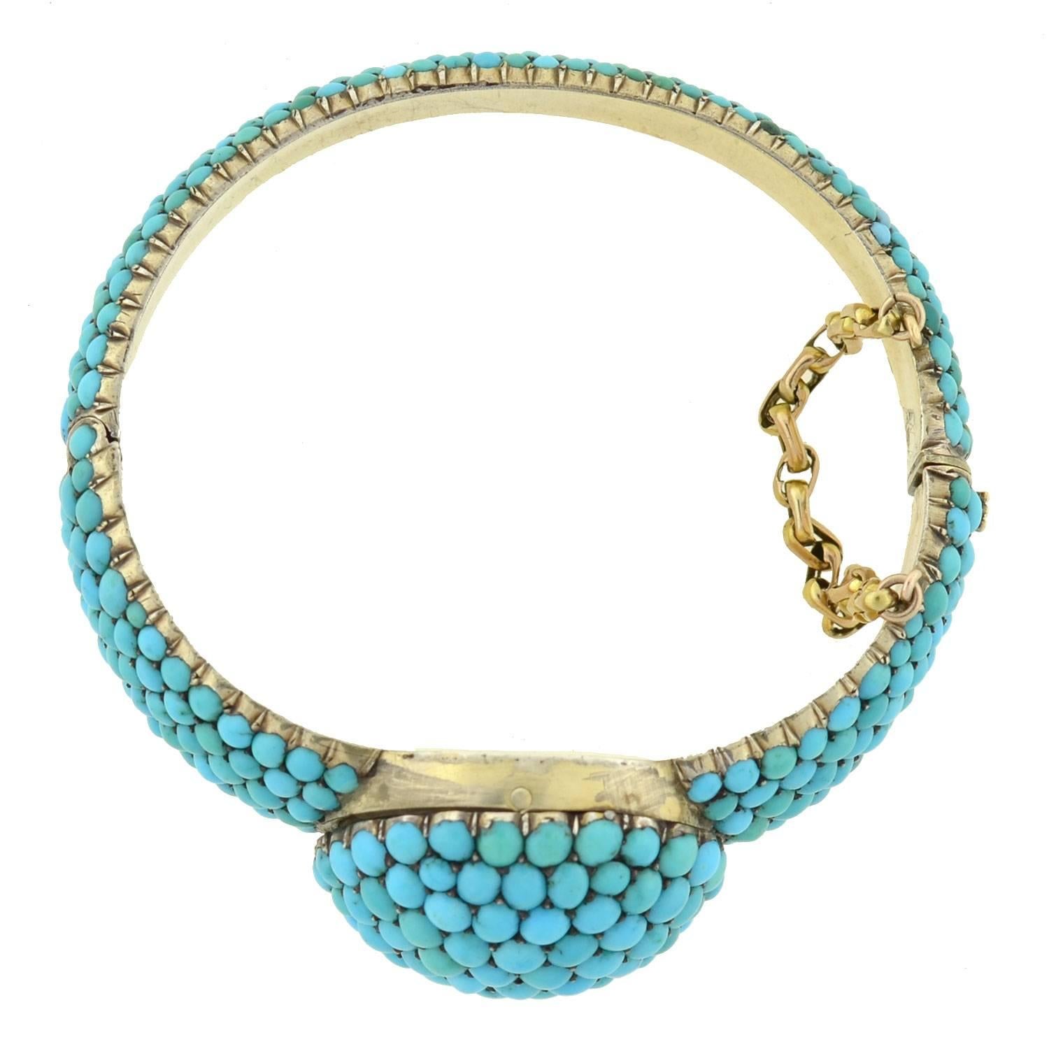 Victorian Pavé Turquoise Bangle Bracelet 1