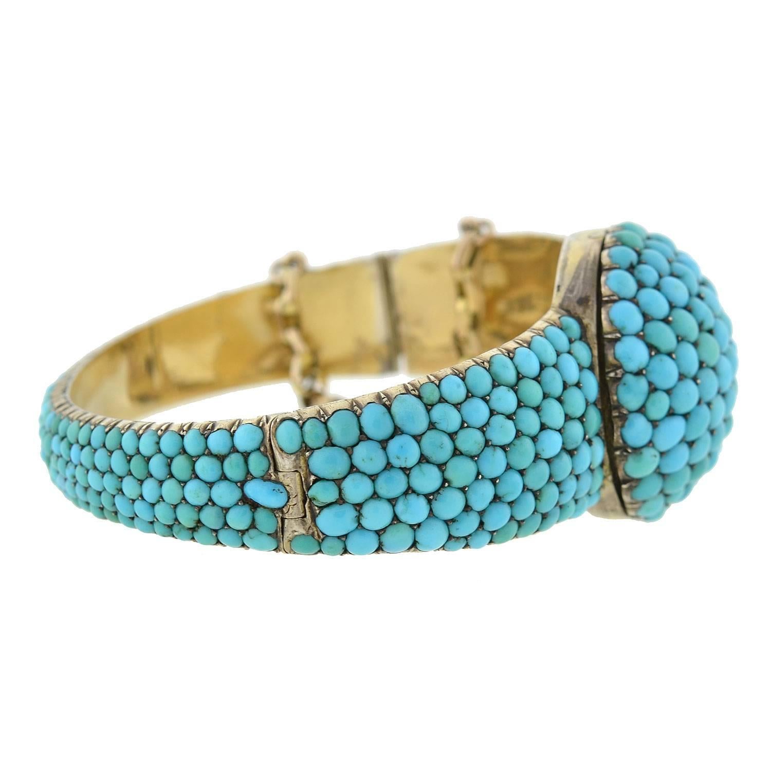 Women's Victorian Pavé Turquoise Bangle Bracelet