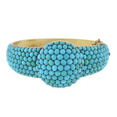 Antique Victorian Pavé Turquoise Bangle Bracelet