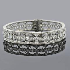 French Edwardian 5.50 Carat Diamonds Platinum Line Bracelet