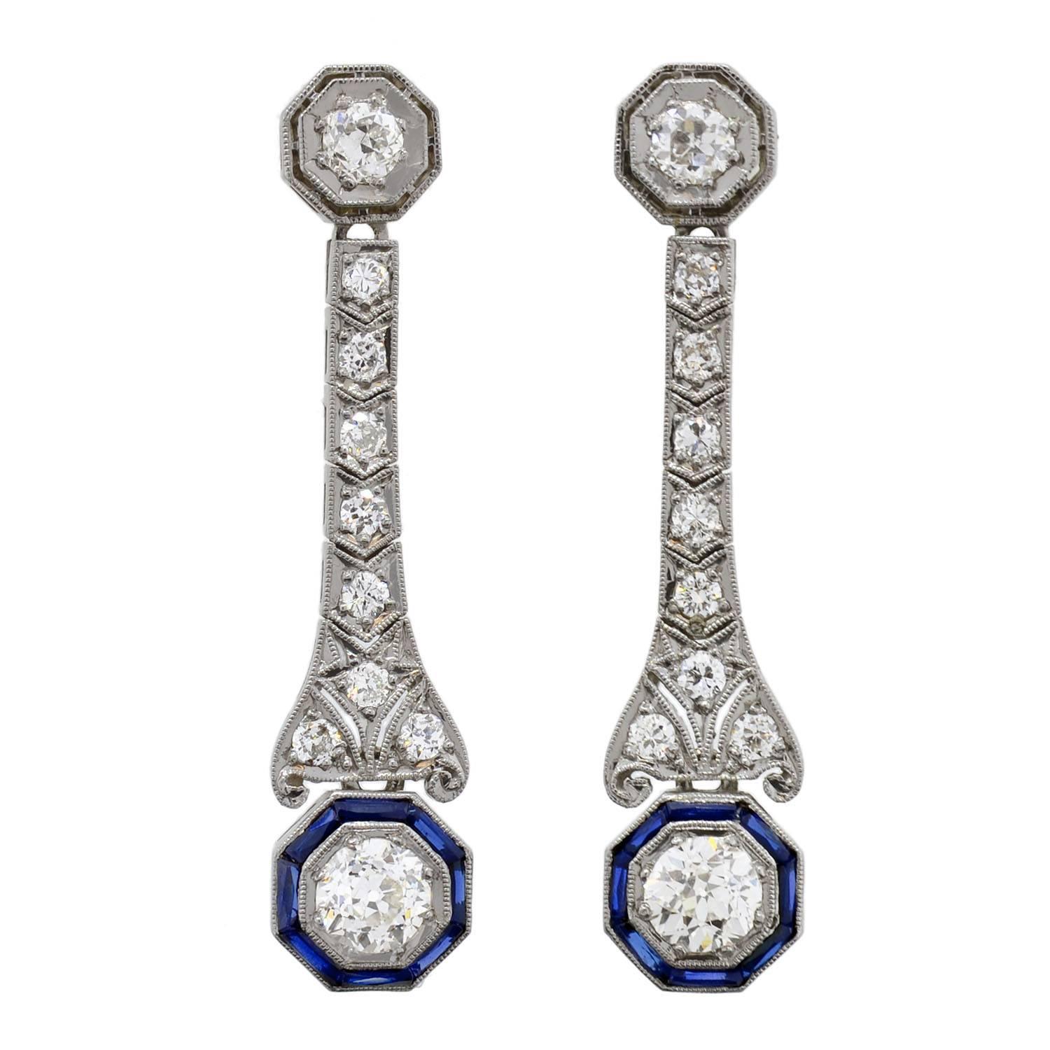 Edwardian Dramatic 6 20 Carats Diamonds Platinum Earrings At 1stdibs