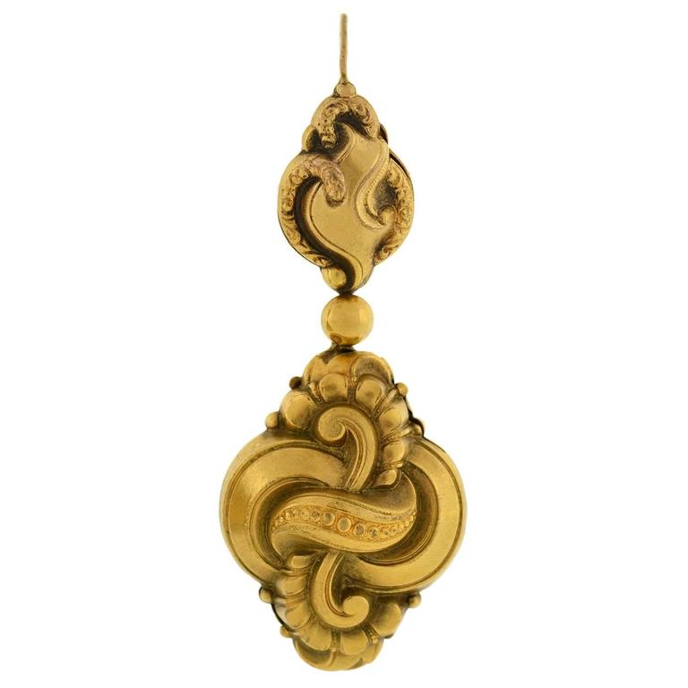 Victorian Dramatic Repousse Bulb Pinchbeck Earrings at 1stDibs